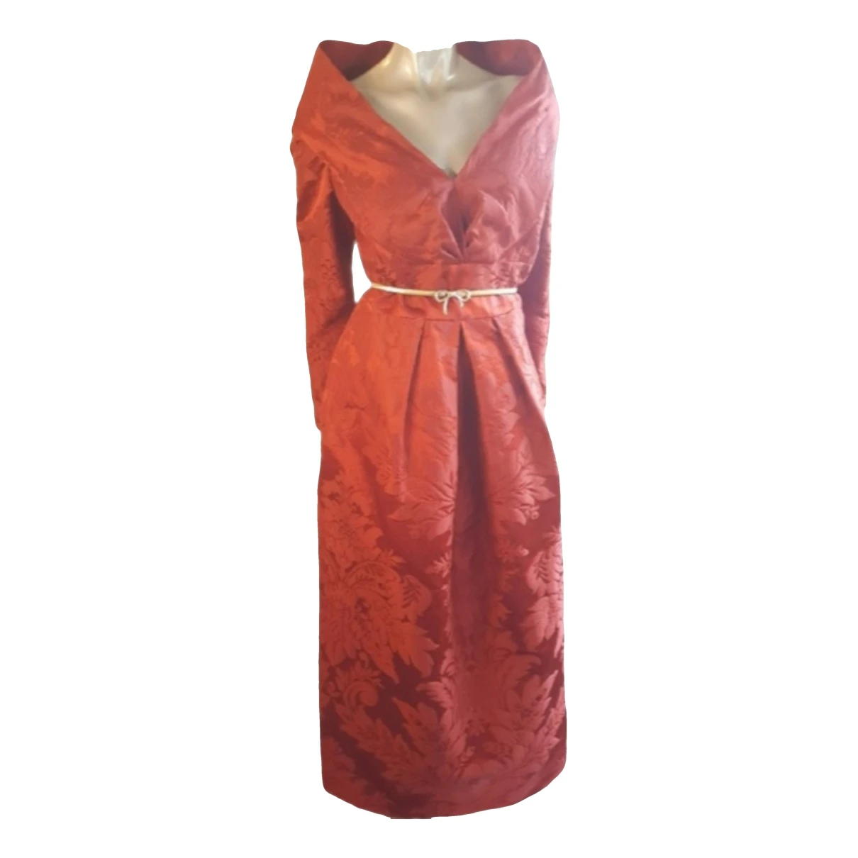 Pre-owned Oscar De La Renta Silk Maxi Dress In Red