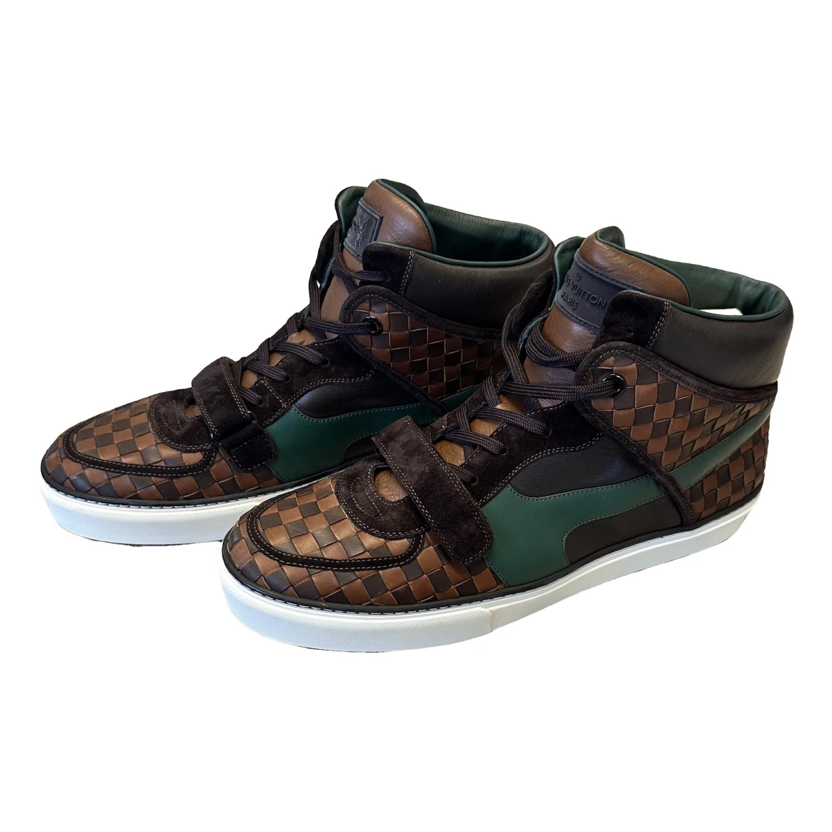 Pre-owned Louis Vuitton Leather High Trainers In Brown