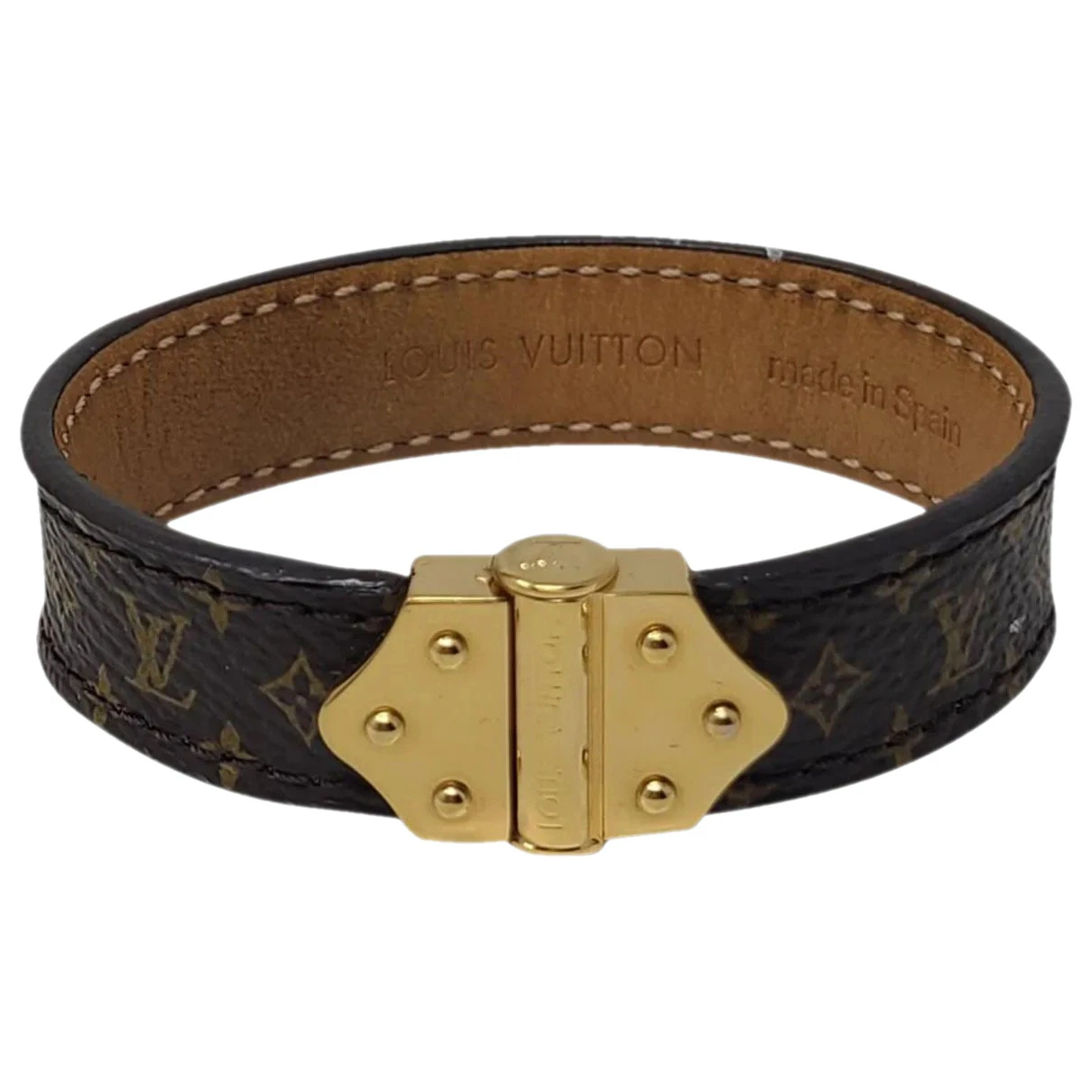 Pre-owned Louis Vuitton Leather Bracelet In Gold