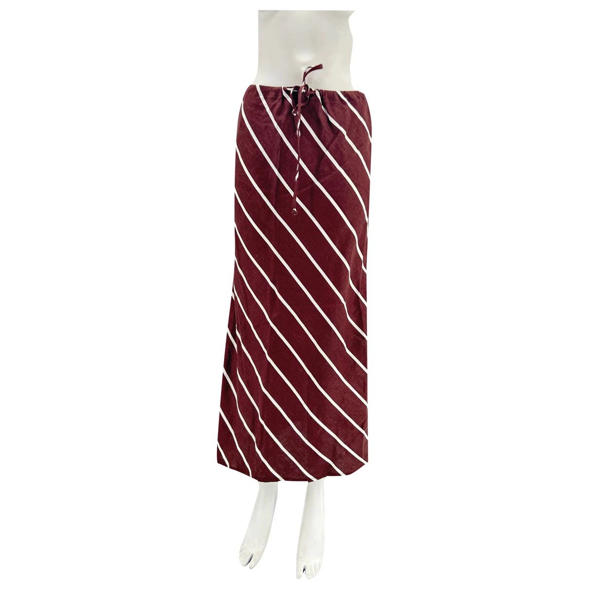 Pre-owned Faithfull The Brand Linen Maxi Skirt In Burgundy