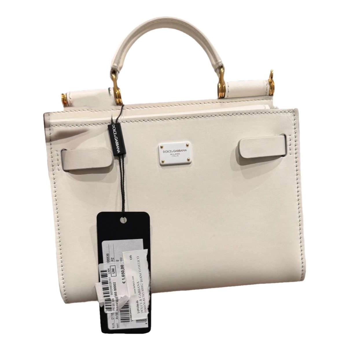 Pre-owned Dolce & Gabbana Sicily 62 Leather Handbag In White