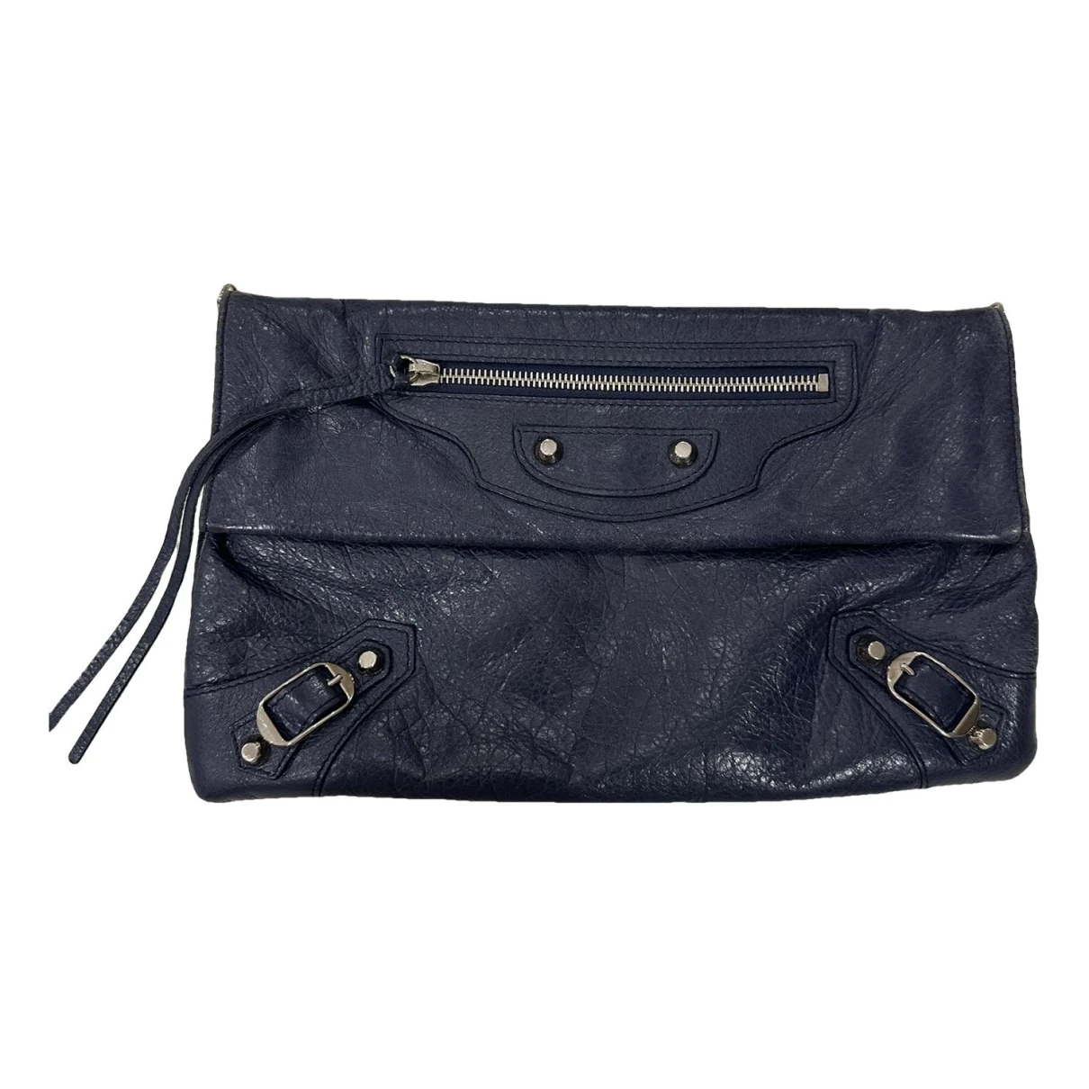 Pre-owned Balenciaga Envelop Leather Clutch Bag In Blue