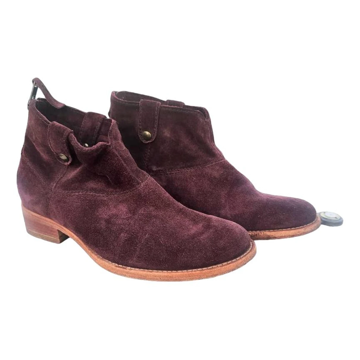 Pre-owned Johnston & Murphy Leather Boots In Burgundy