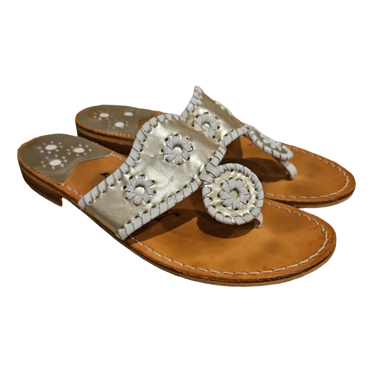 Pre-owned Jack Rogers Leather Sandal In Gold