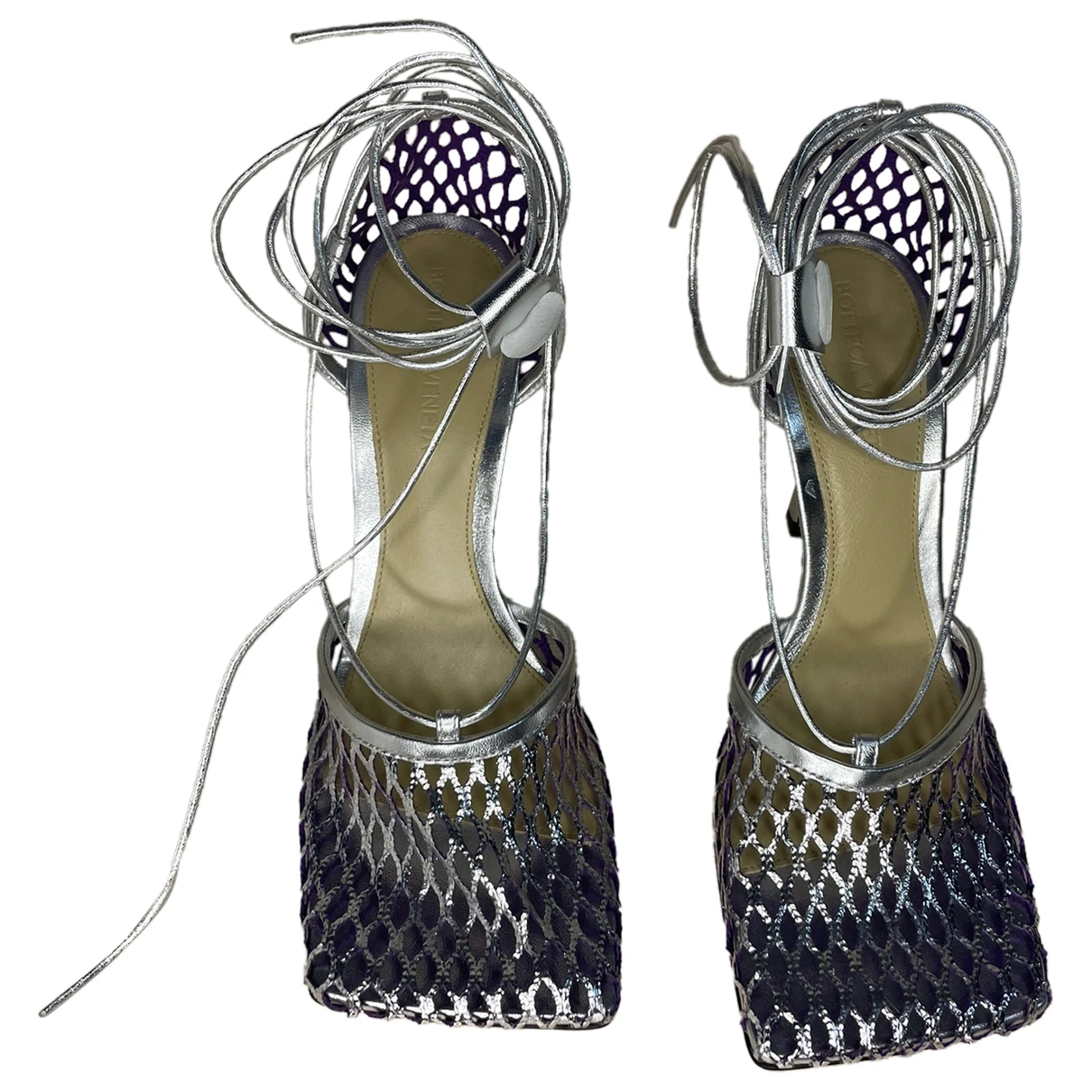 Pre-owned Bottega Veneta Stretch Heels In Metallic