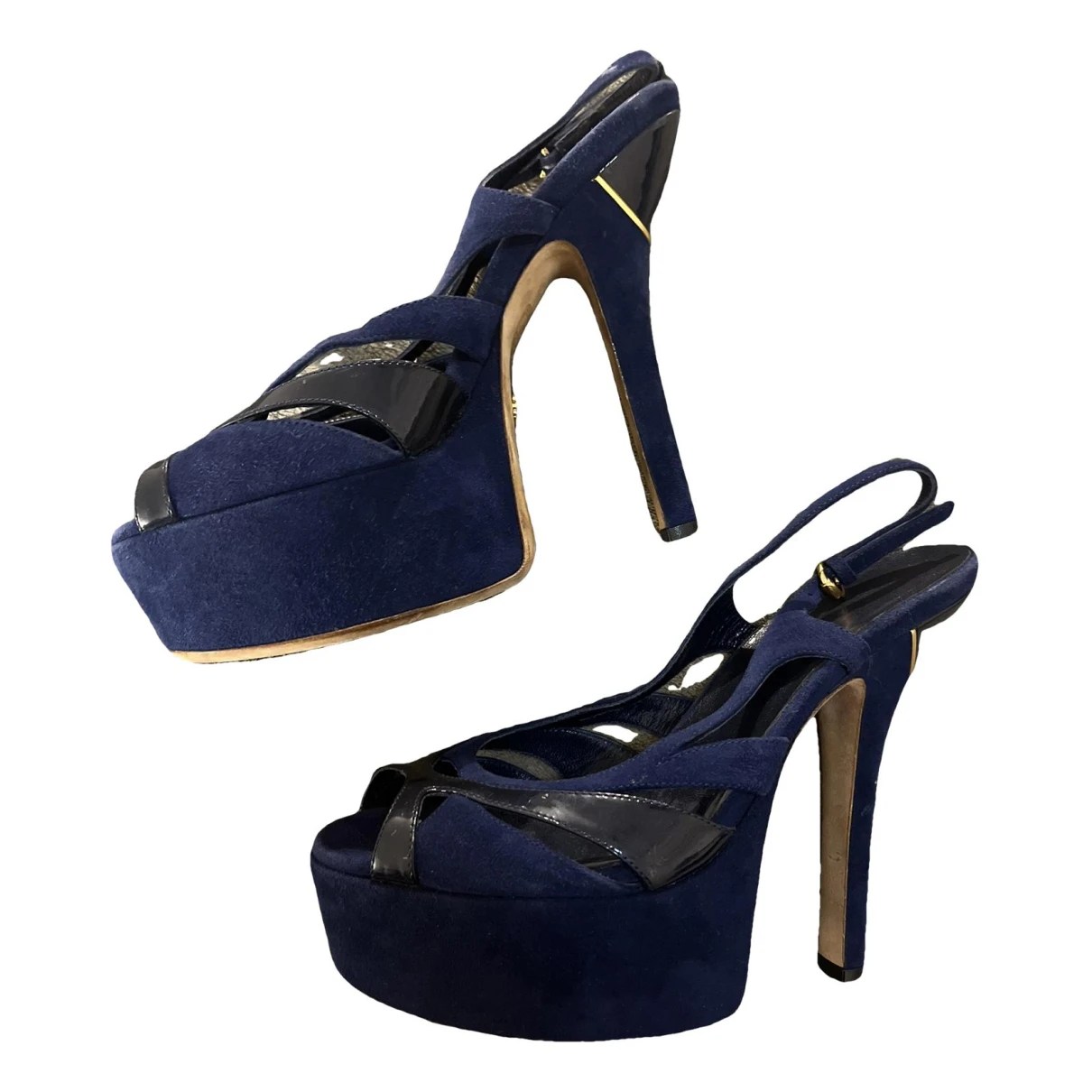 Pre-owned Gucci Leather Heels In Blue