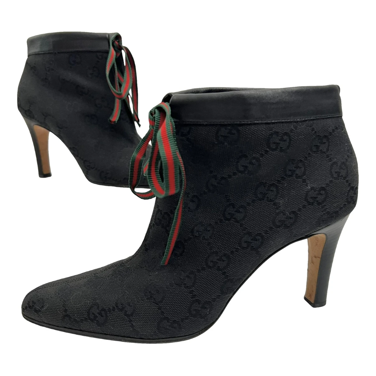 Pre-owned Gucci Cloth Ankle Boots In Black