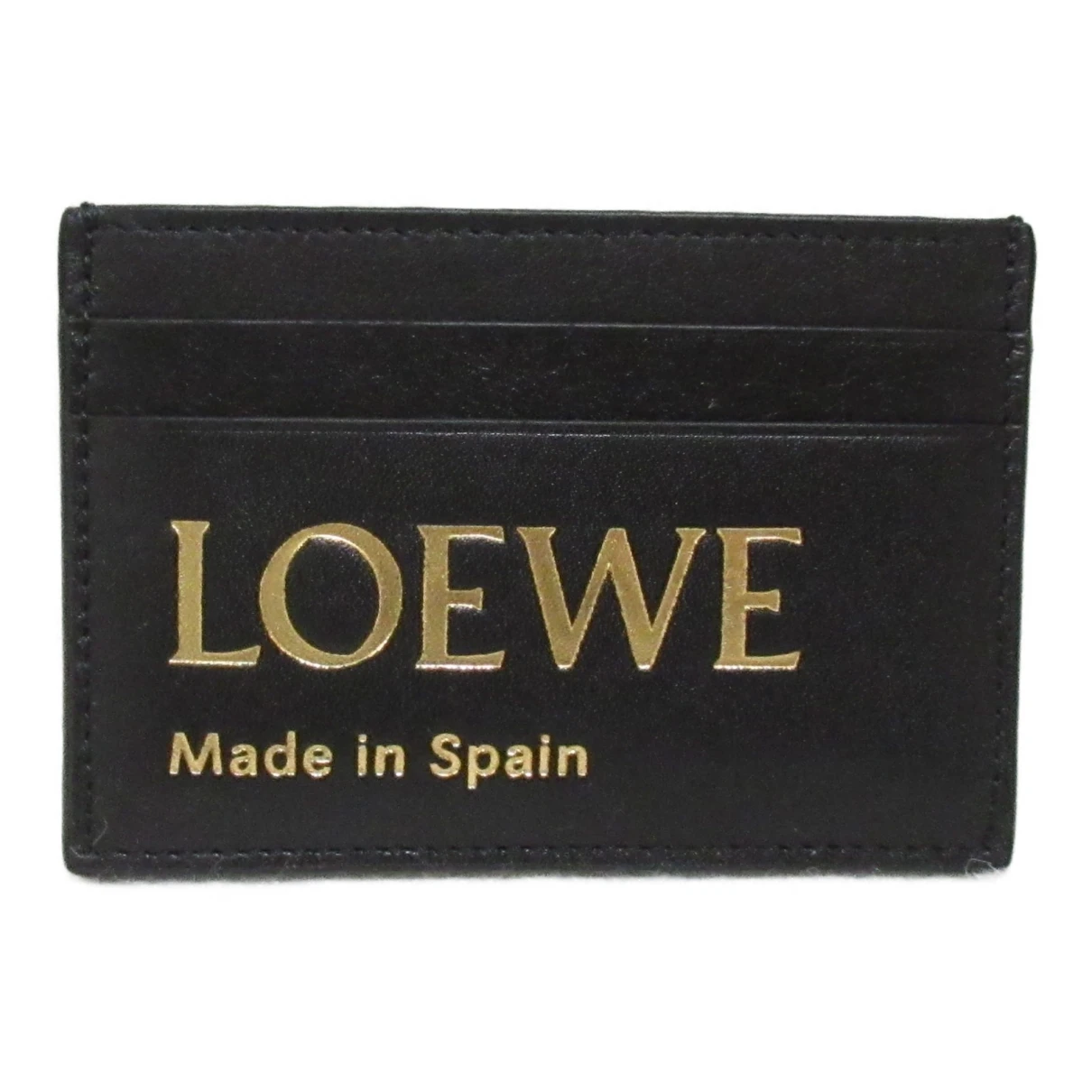 Pre-owned Loewe Leather Card Wallet In Black