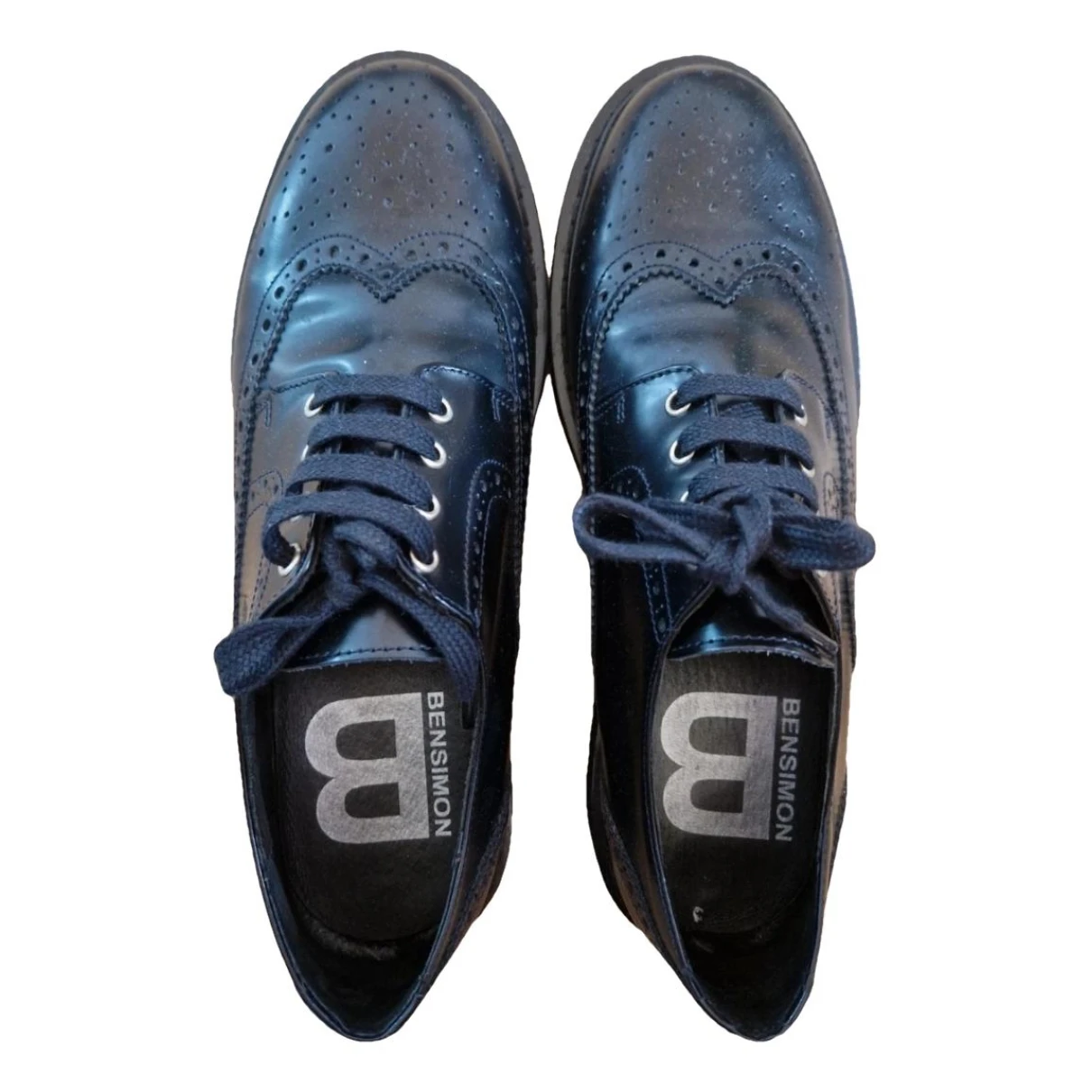 Pre-owned Bensimon Leather Lace Ups In Navy