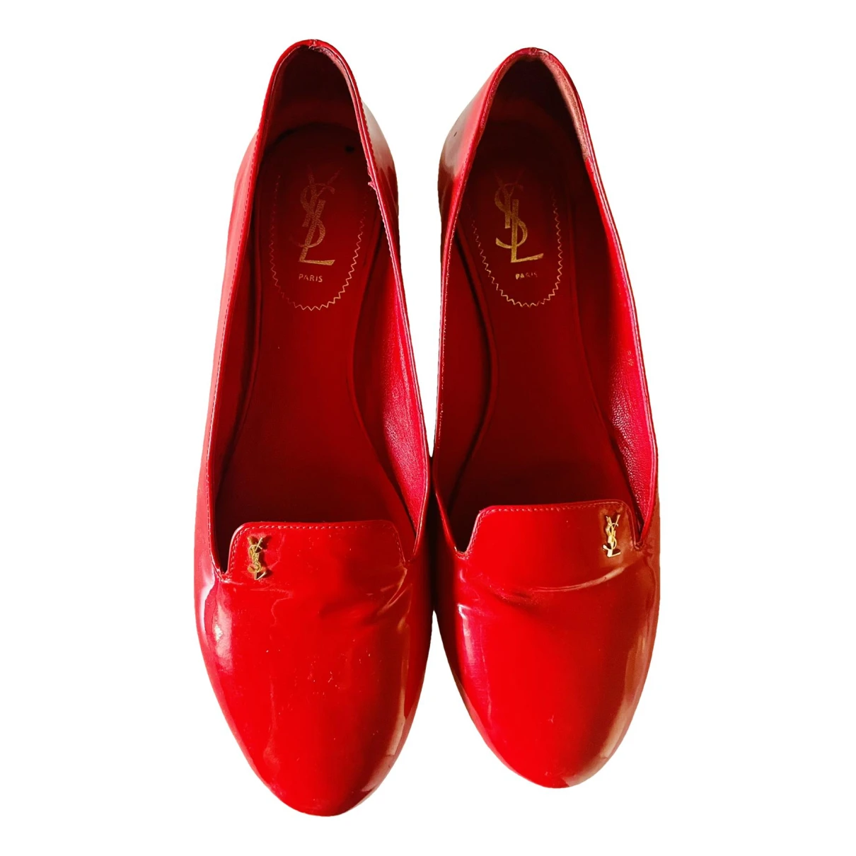 Pre-owned Saint Laurent Leather Flats In Red