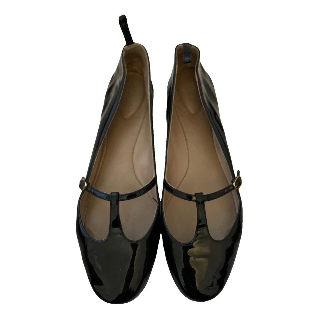 Pre-owned Chloé Patent Leather Ballet Flats In Black