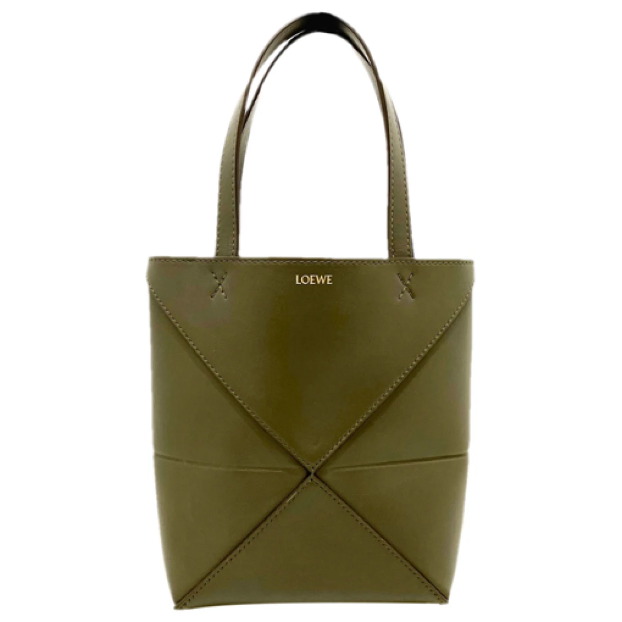 Pre-owned Loewe Puzzle Leather Tote In Green