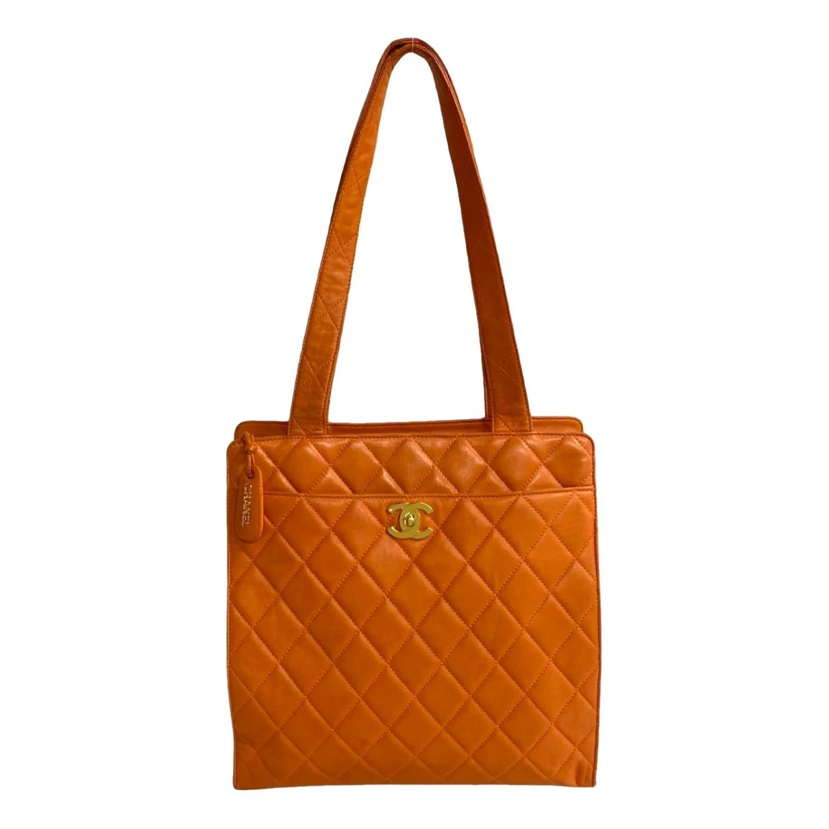 Pre-owned Chanel Leather Tote In Orange
