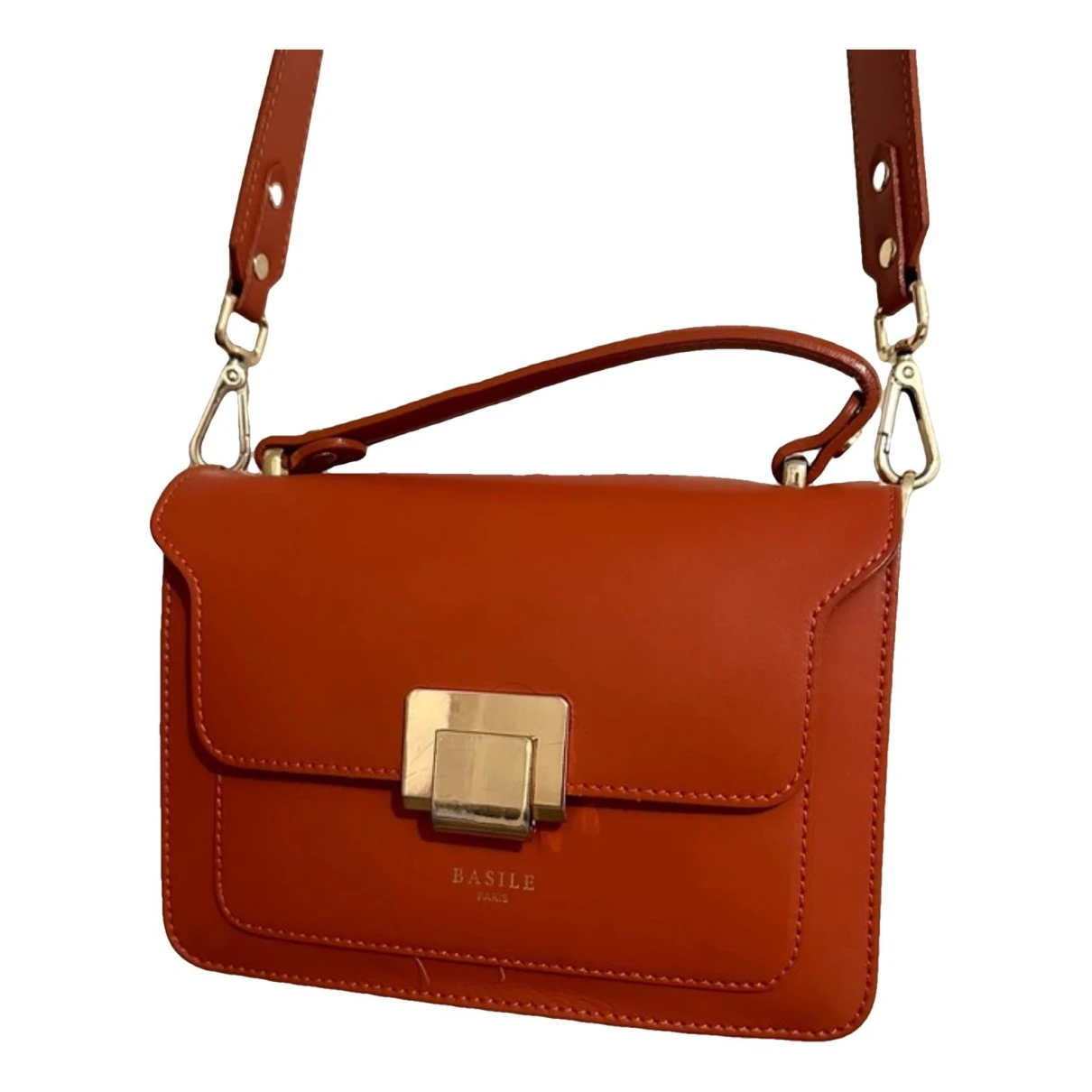 Pre-owned Basile Leather Crossbody Bag In Orange