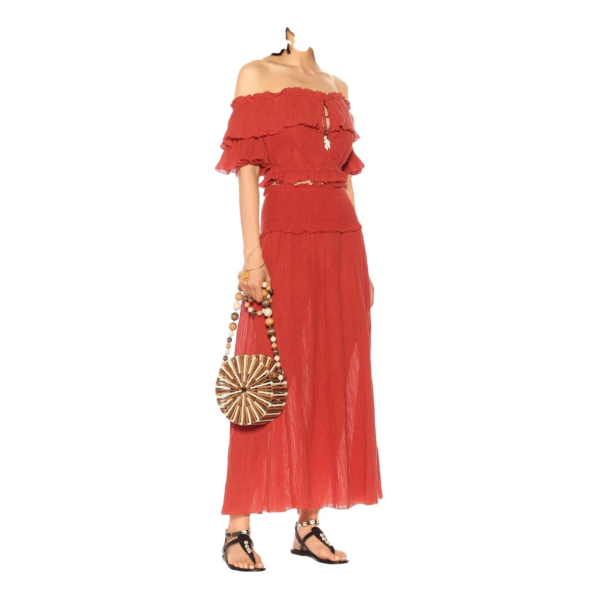 Pre-owned Zimmermann Linen Maxi Dress In Red