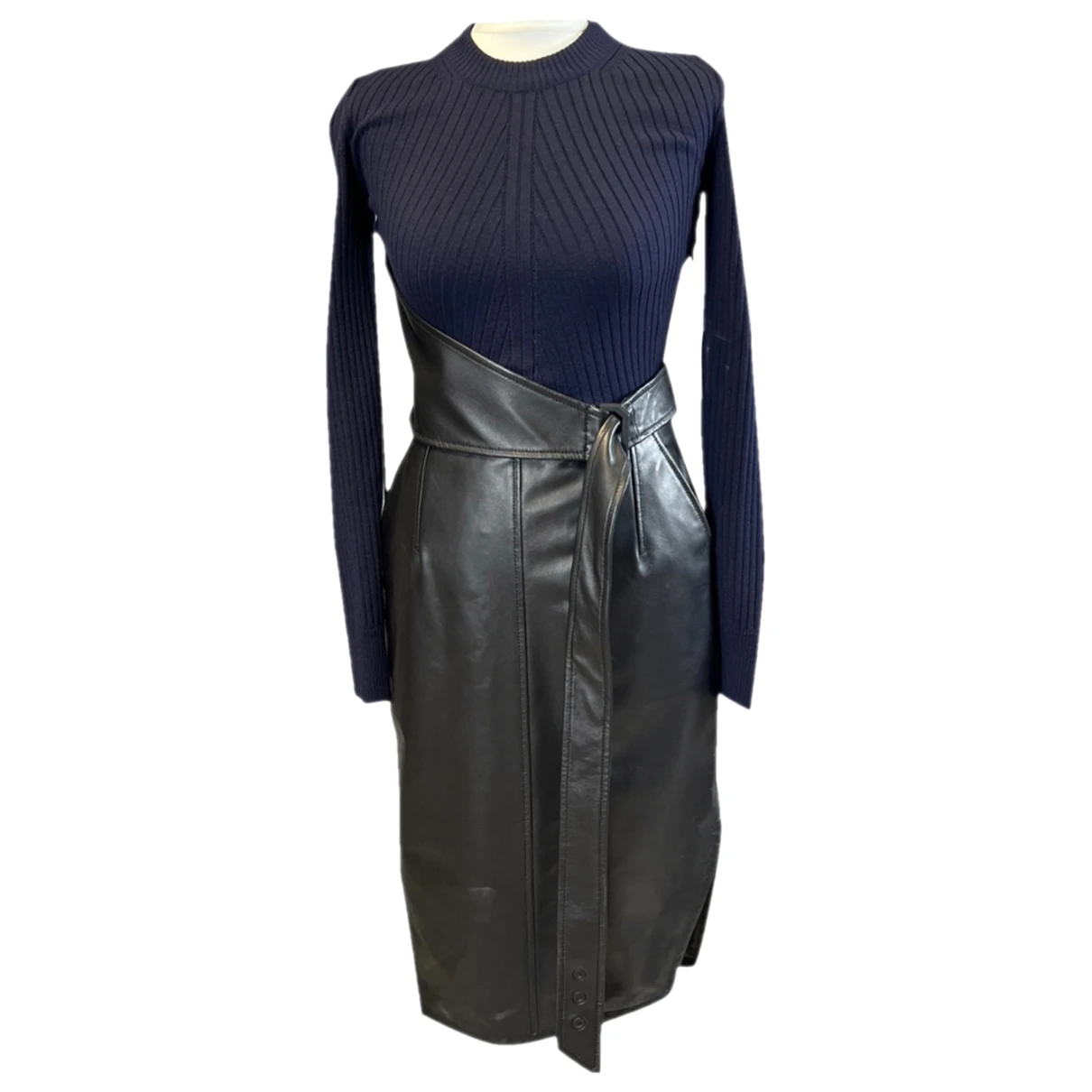 Pre-owned Max Mara Leather Mid-length Dress In Multicolour
