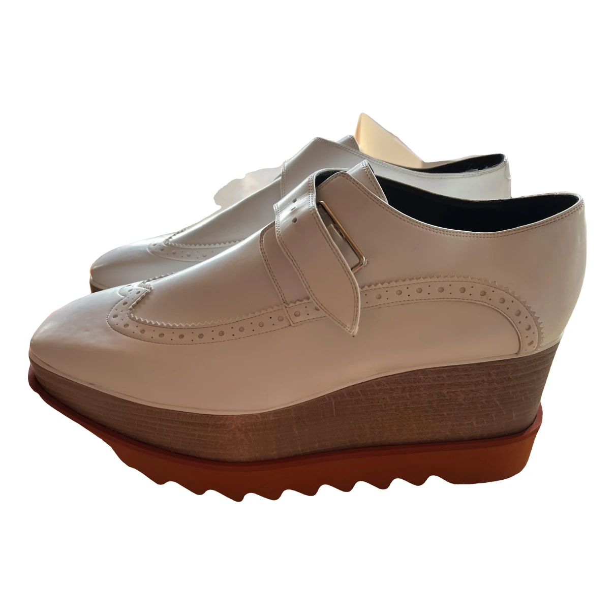Pre-owned Stella Mccartney Vegan Leather Flats In White