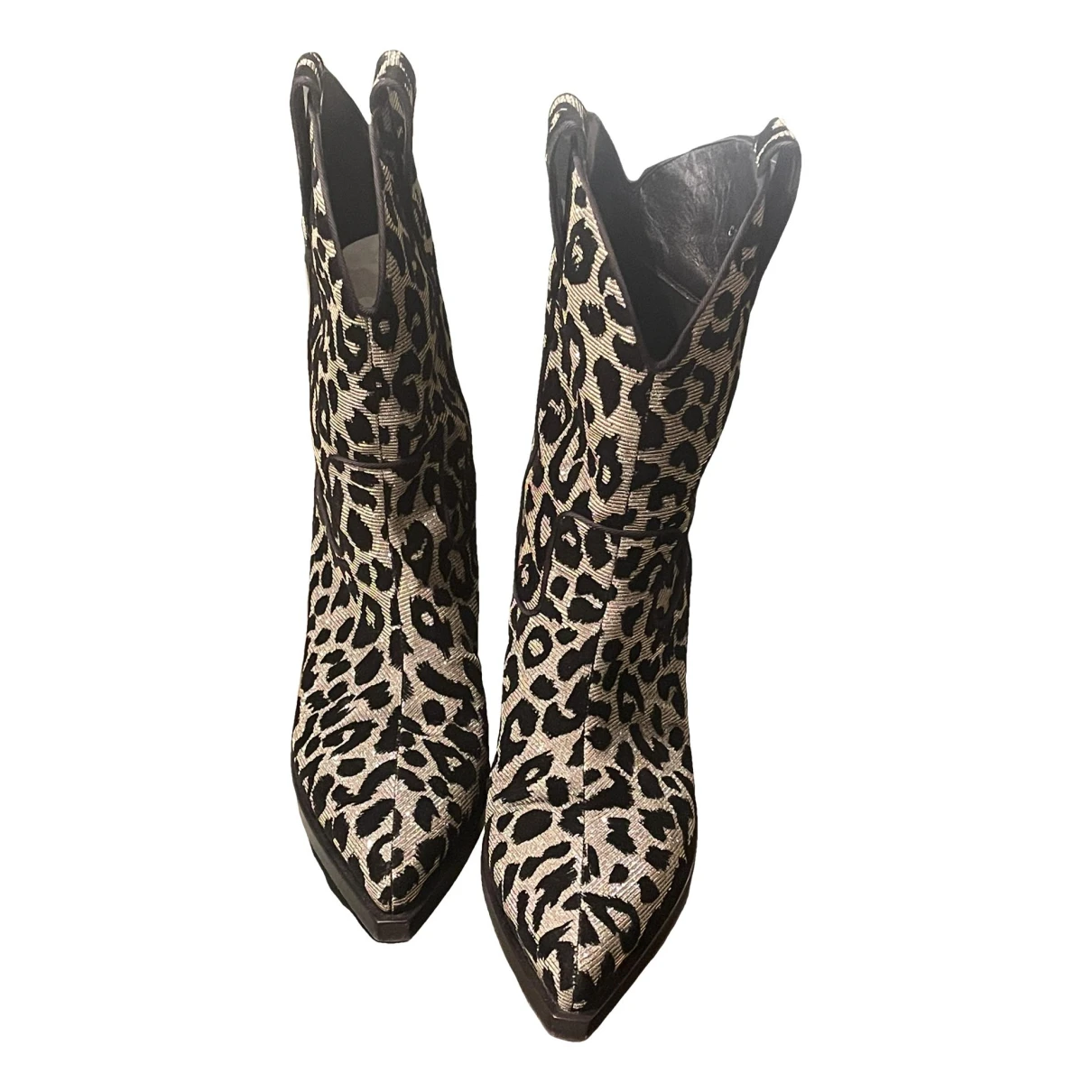 Pre-owned Dolce & Gabbana Cloth Western Boots In Silver
