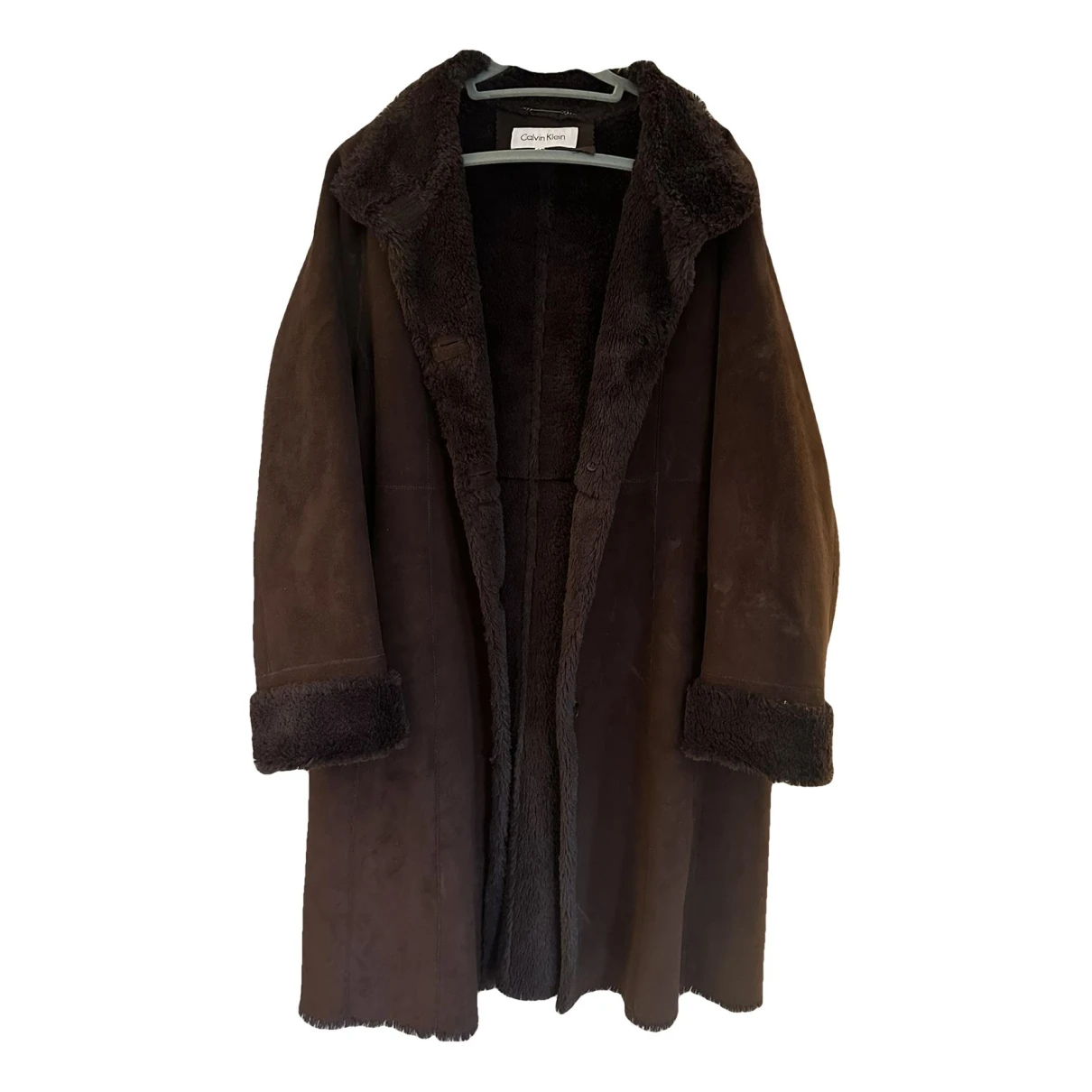 Pre-owned Calvin Klein Faux Fur Coat In Brown