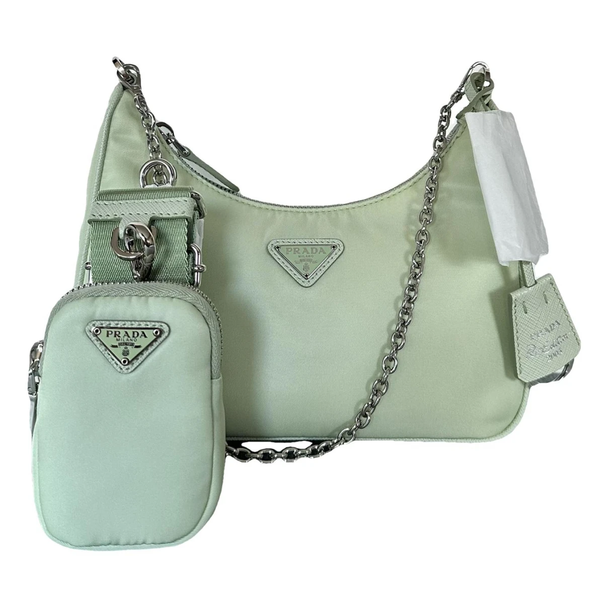 Pre-owned Prada Re-edition 2005 Cloth Handbag In Green