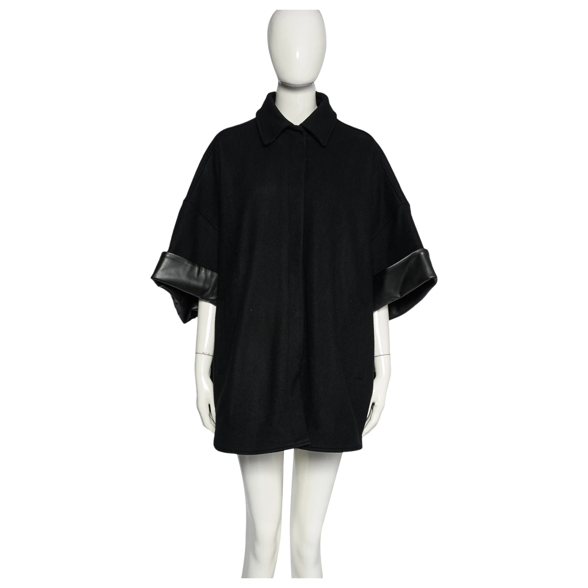 Pre-owned The Frankie Shop Wool Cape In Black