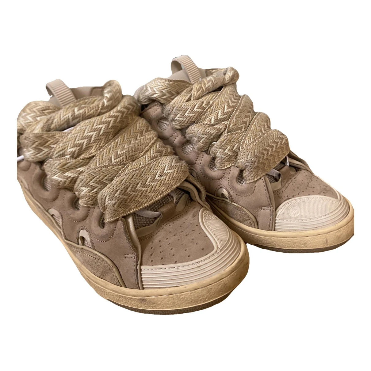Pre-owned Lanvin Leather Trainers In Beige