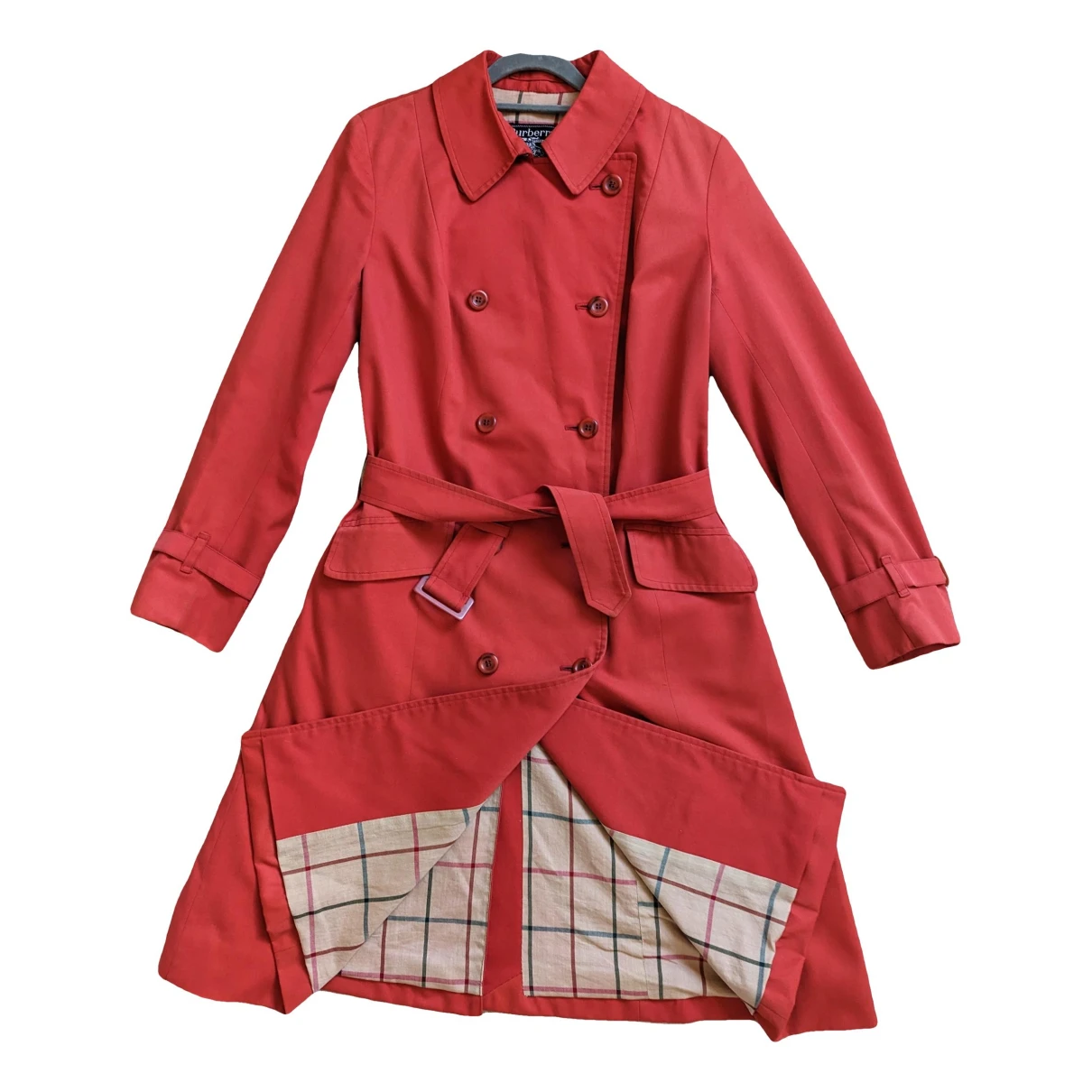 Pre-owned Burberry Trench Coat In Red