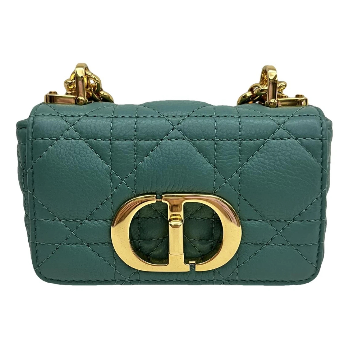 Pre-owned Dior Caro Leather Crossbody Bag In Green