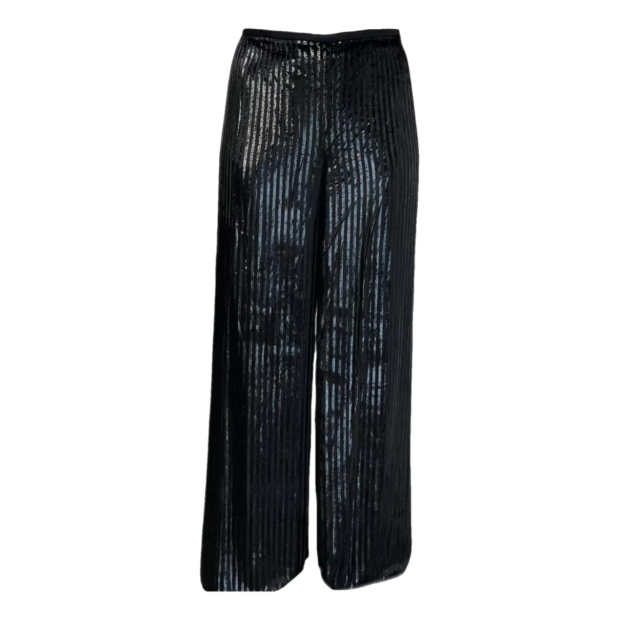 Pre-owned Marina Rinaldi Velvet Large Pants In Black