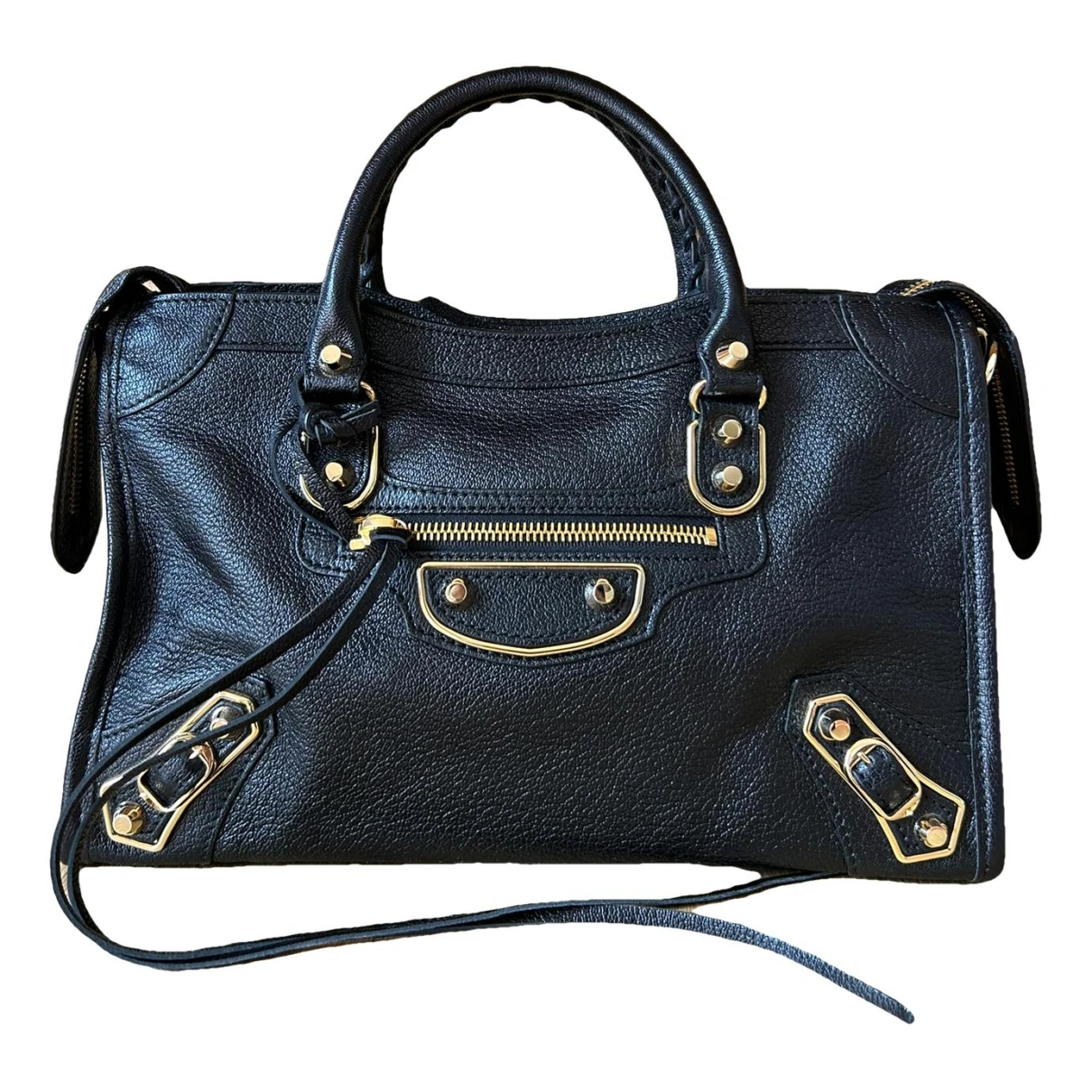 Pre-owned Balenciaga Classic Metalic Leather Handbag In Black