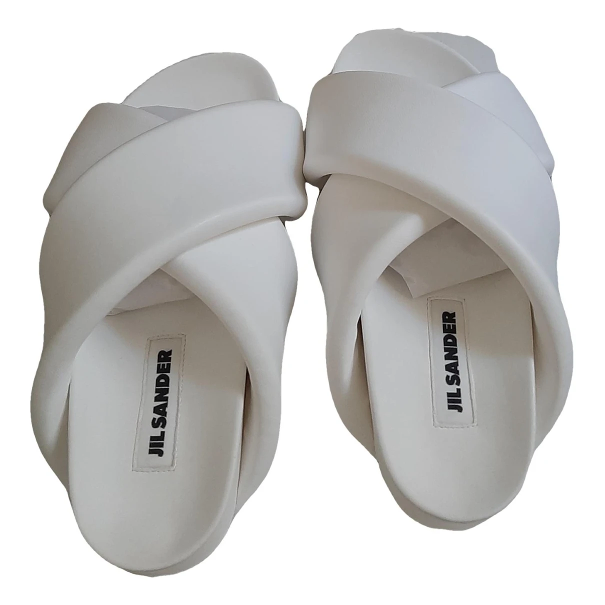 Pre-owned Jil Sander Leather Mules In White