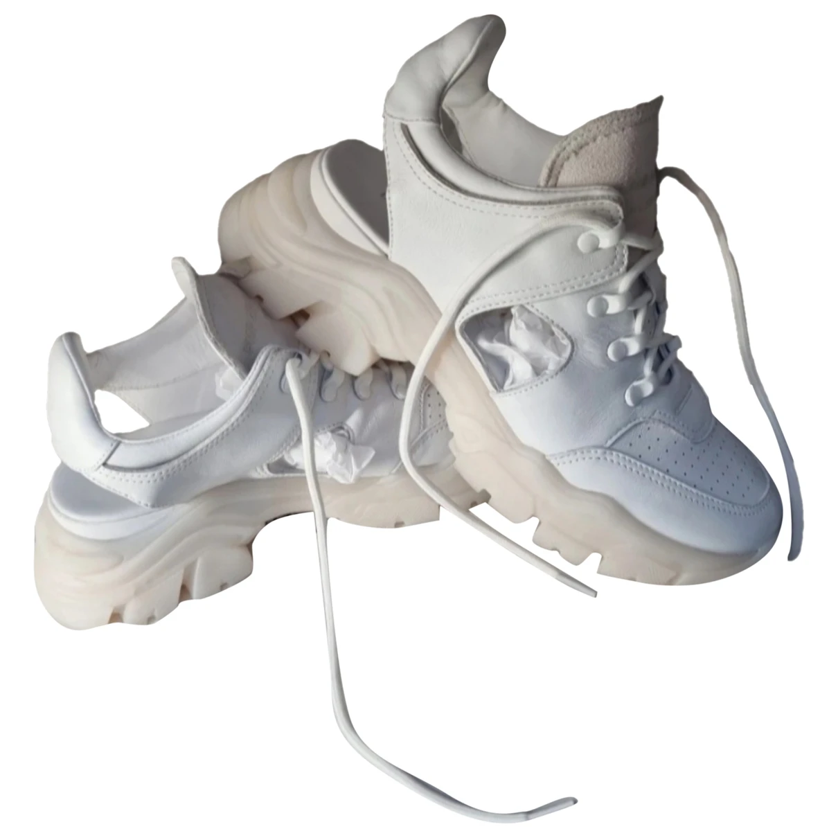 Pre-owned Emporio Armani Leather Trainers In White