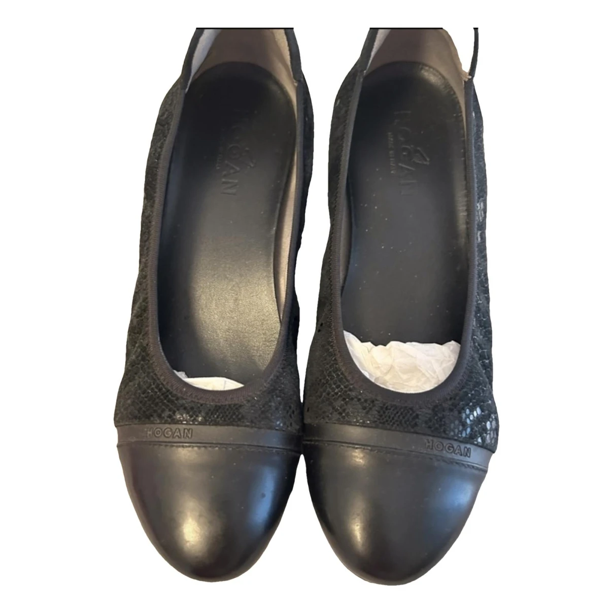 Pre-owned Hogan Leather Ballet Flats In Black