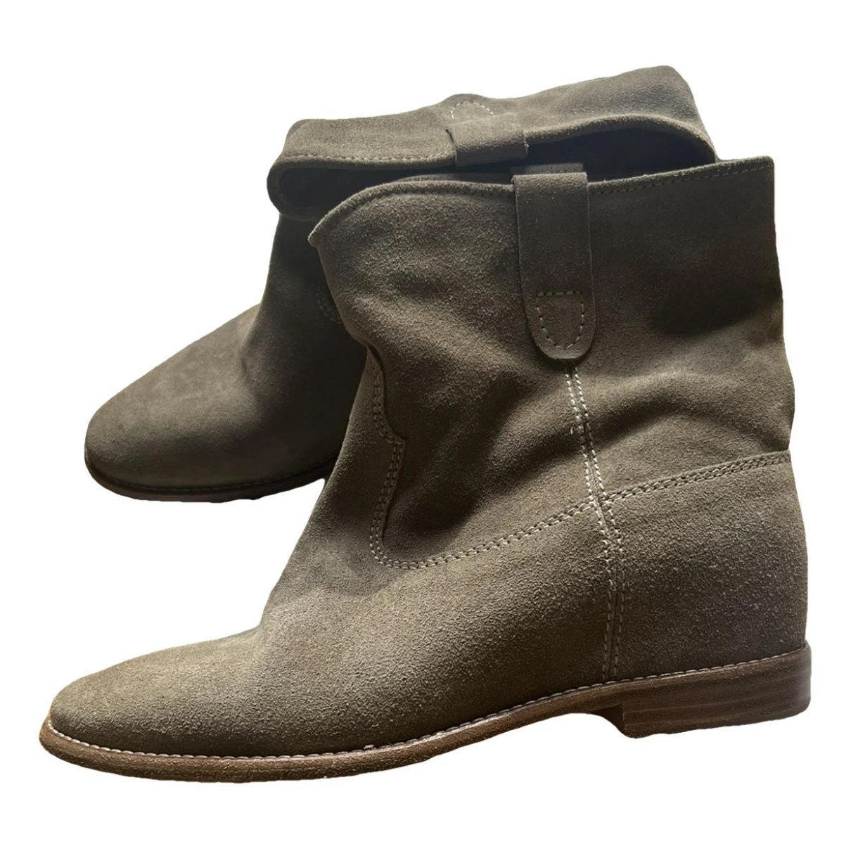 Pre-owned Isabel Marant Crisi Western Boots In Khaki