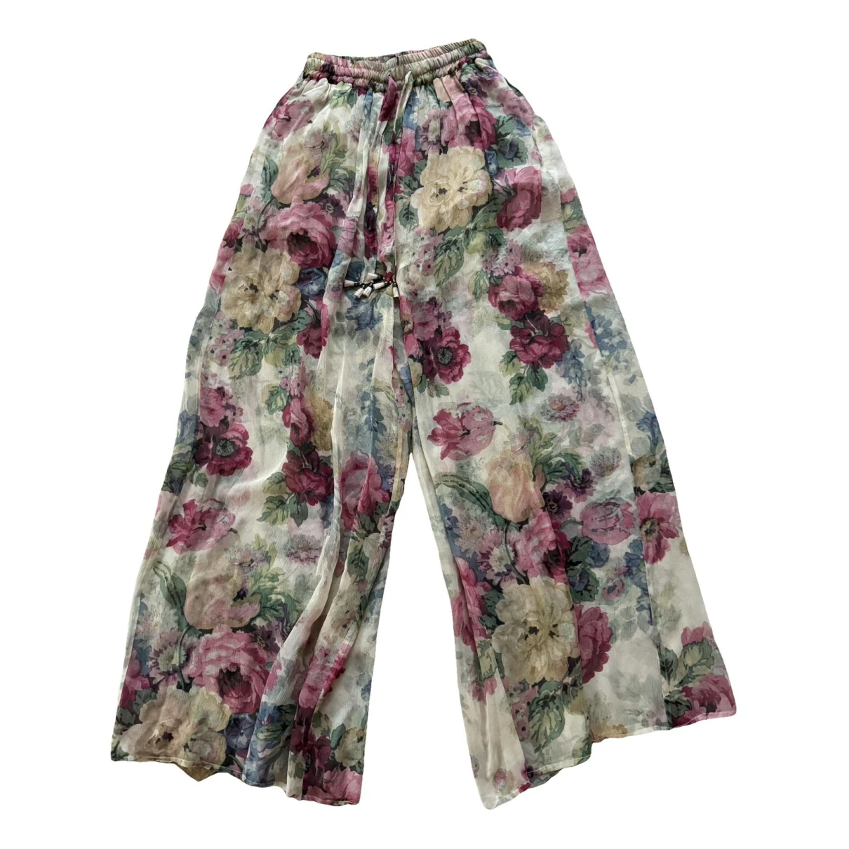 Pre-owned Zimmermann Silk Large Pants In Multicolour