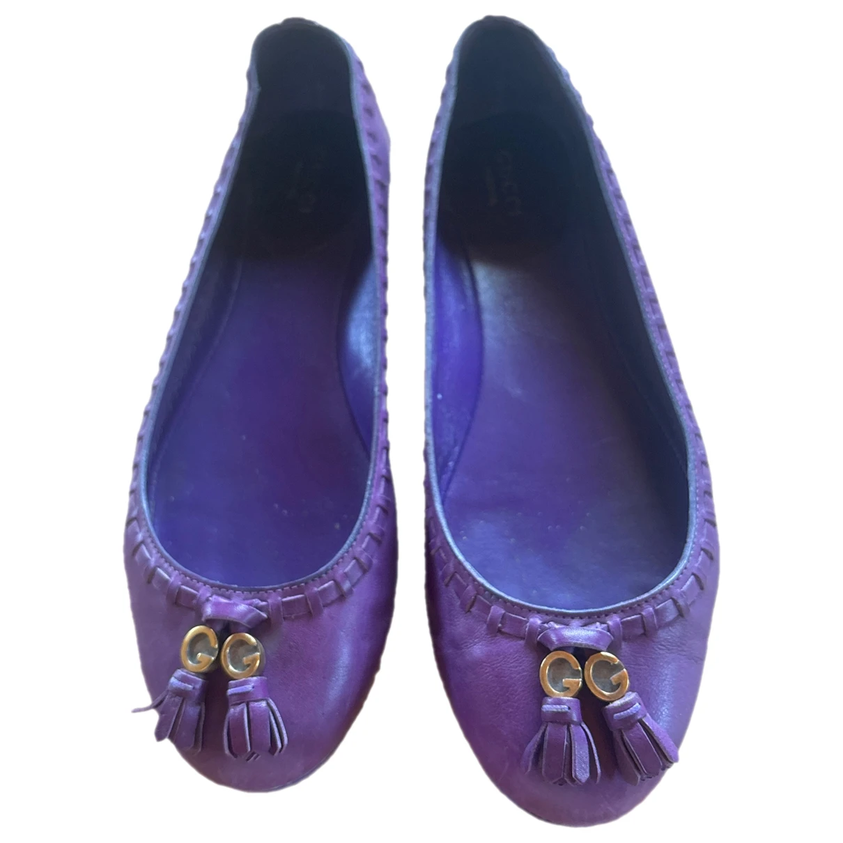Pre-owned Gucci Leather Ballet Flats In Purple