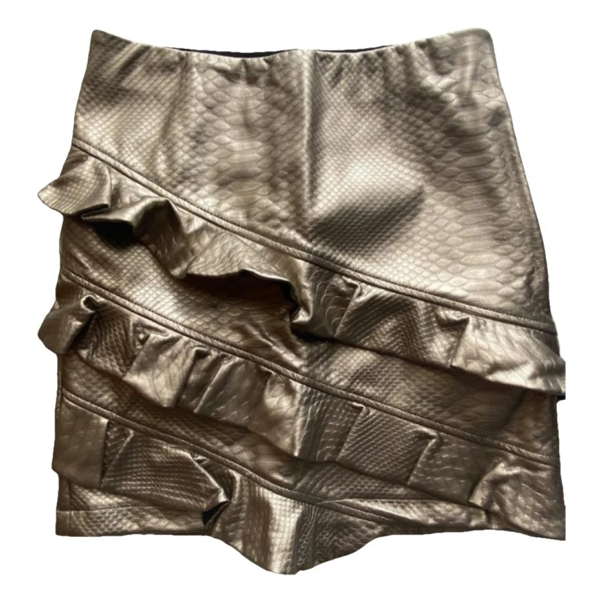 Pre-owned Patrizia Pepe Leather Mini Skirt In Gold
