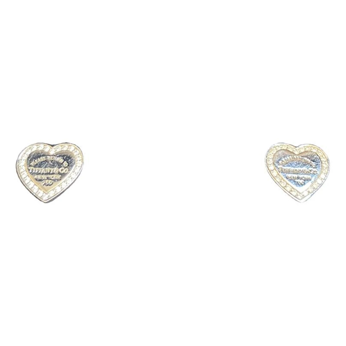 Pre-owned Tiffany & Co Return To Tiffany White Gold Earrings