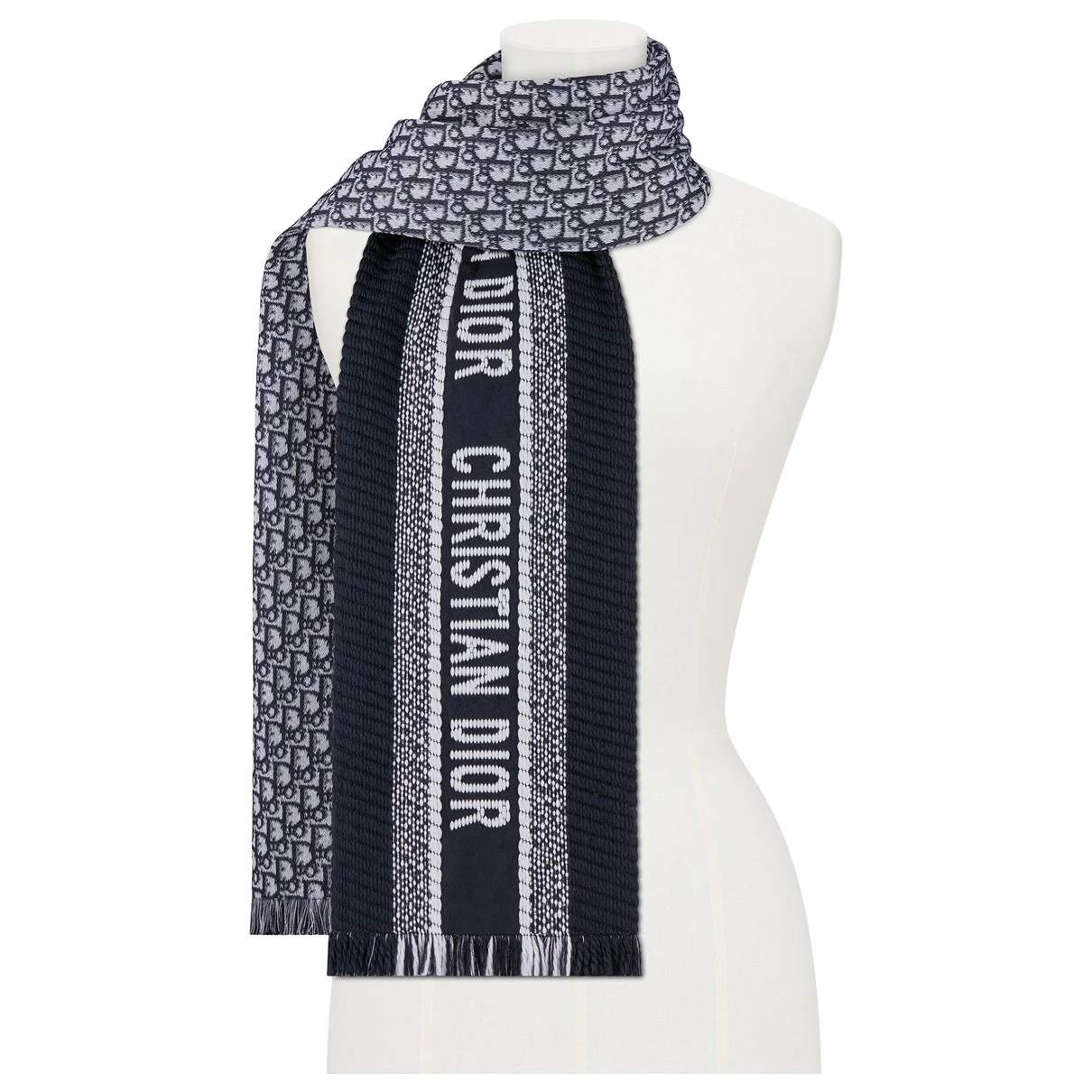 Pre-owned Dior Wool Scarf In Navy