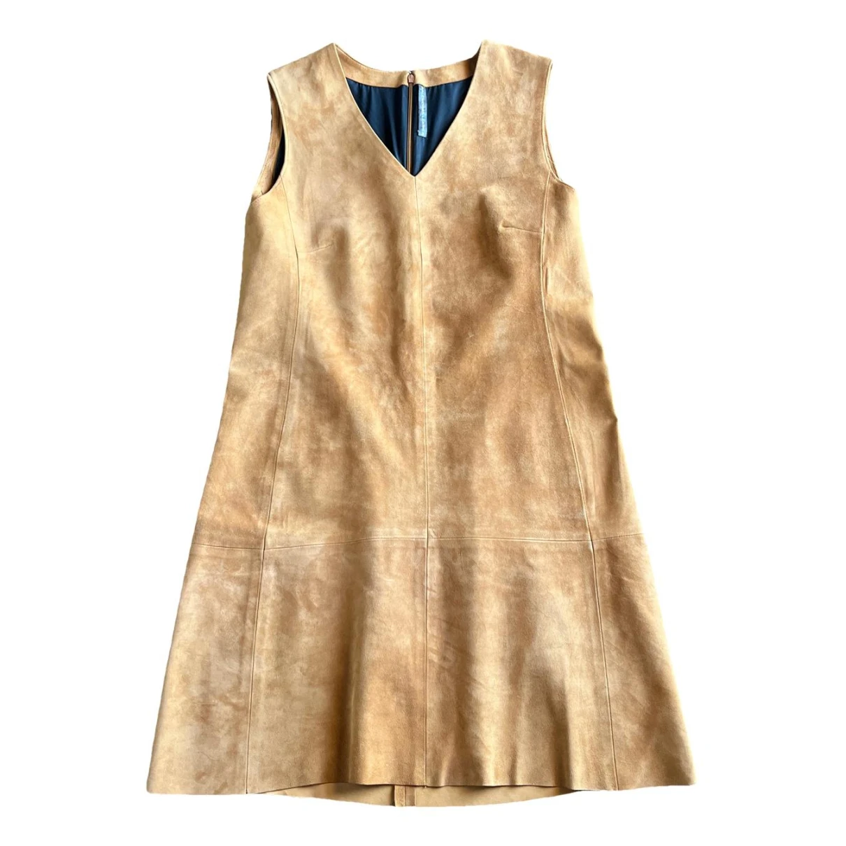 Pre-owned Balenciaga Leather Mid-length Dress In Camel