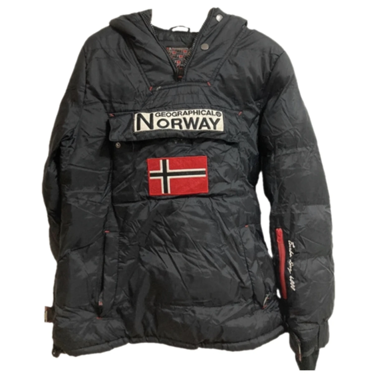 Pre-owned Geographical Norway Faux Fur Peacoat In Black