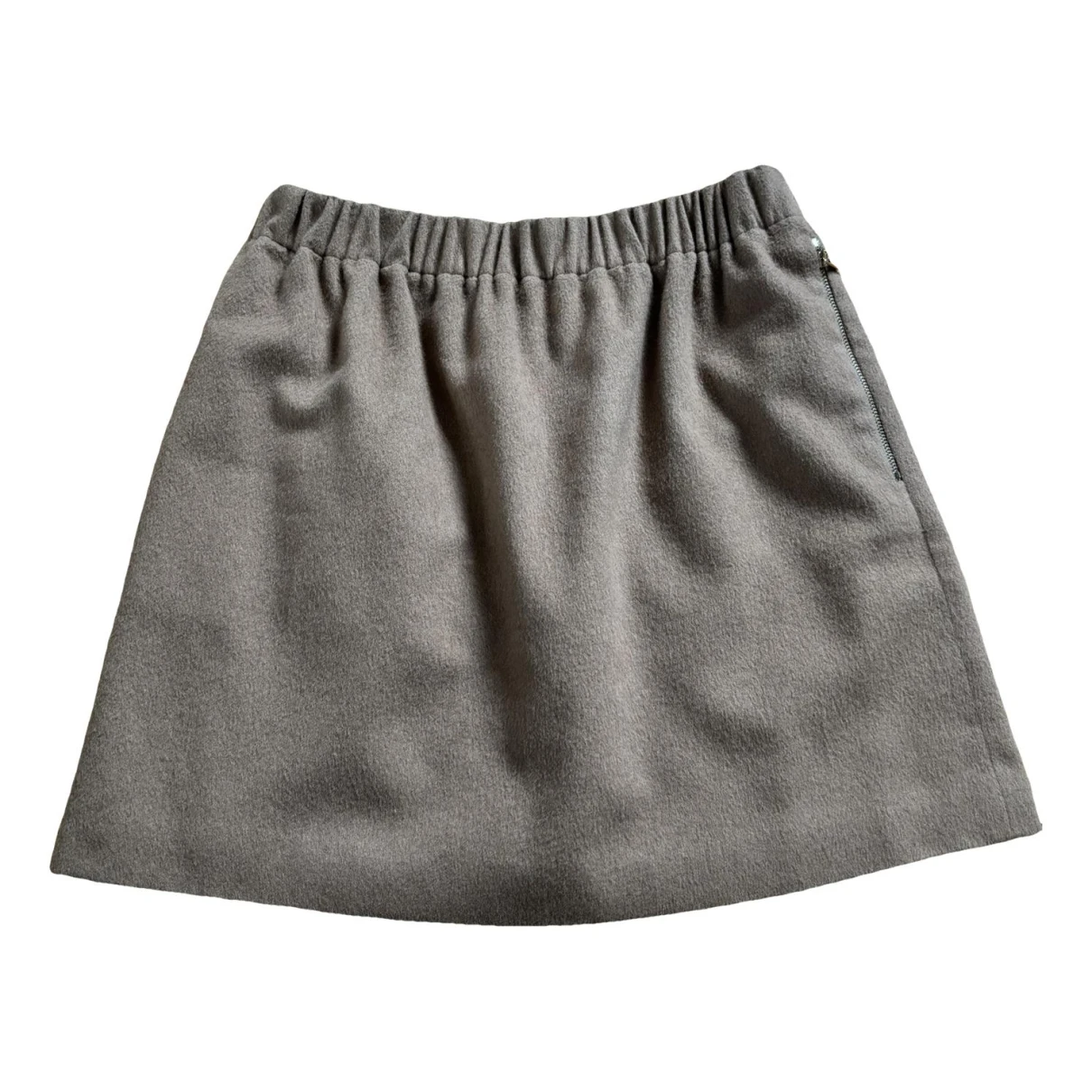 Pre-owned Max Mara Wool Mini Skirt In Beige