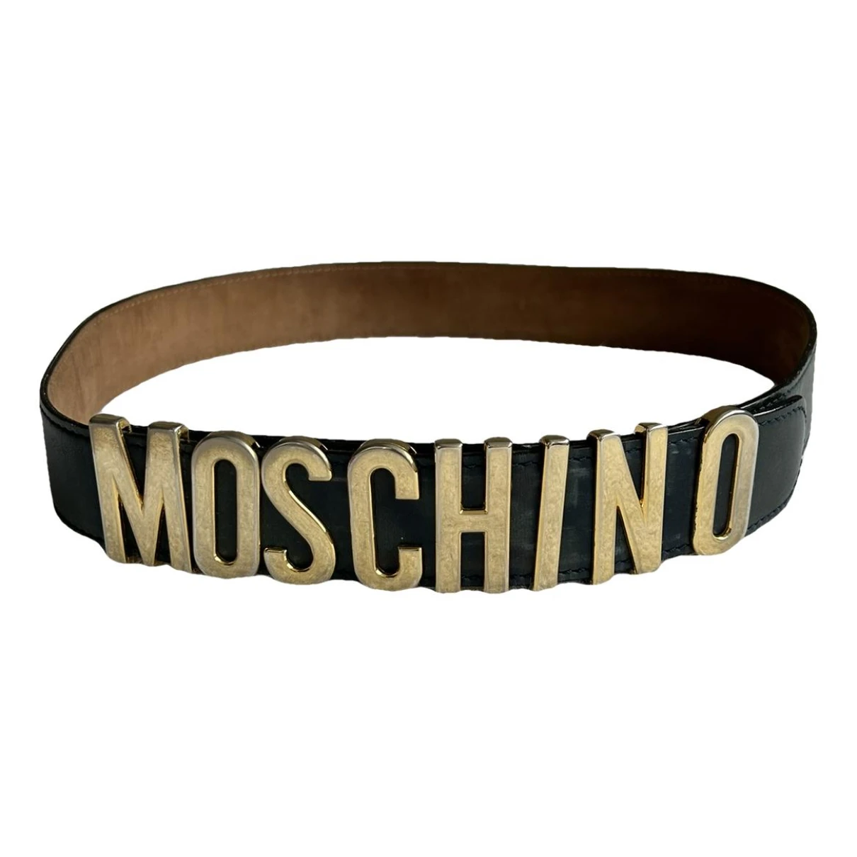 Pre-owned Moschino Leather Belt In Blue