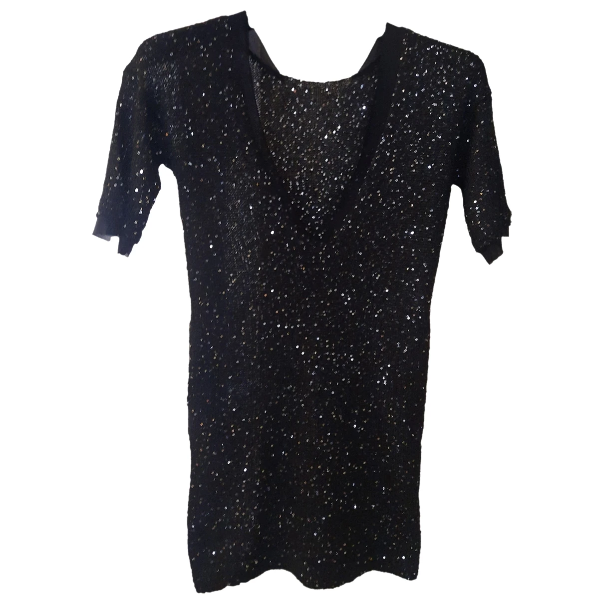 Pre-owned Stefanel Glitter Mini Dress In Black