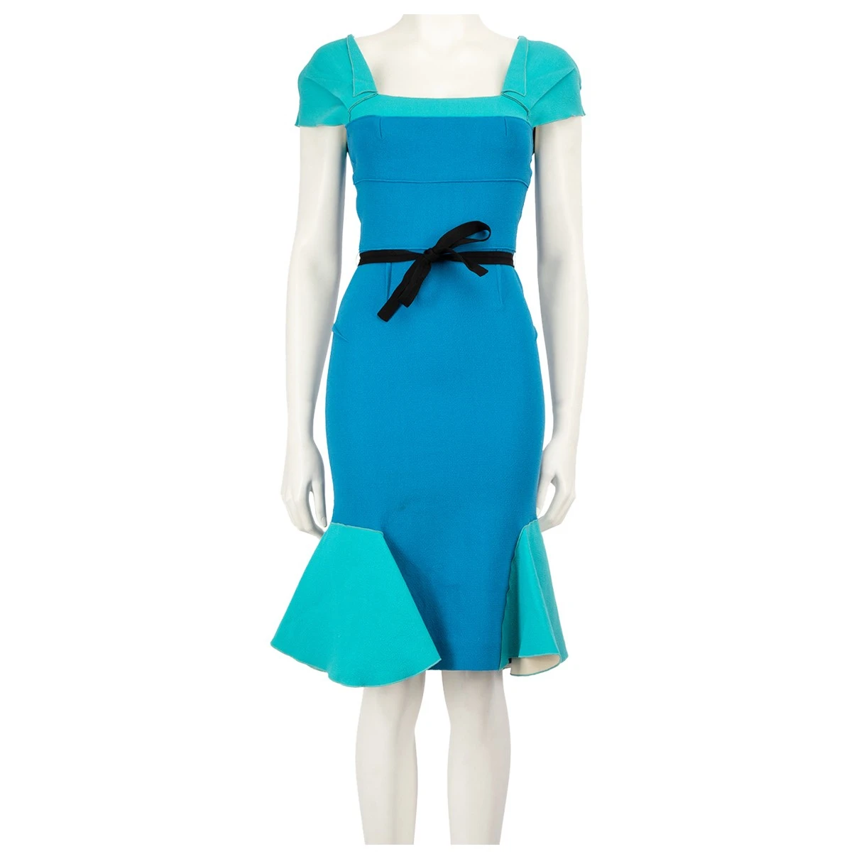 Pre-owned Roland Mouret Wool Mini Dress In Blue