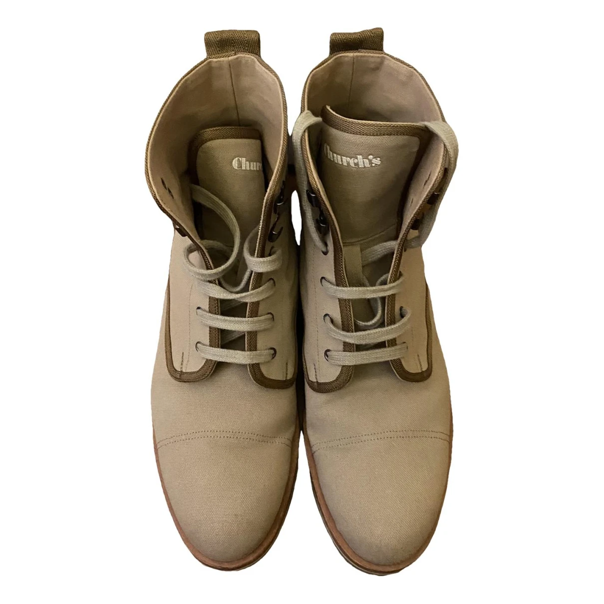 Pre-owned Church's Cloth Boots In Beige