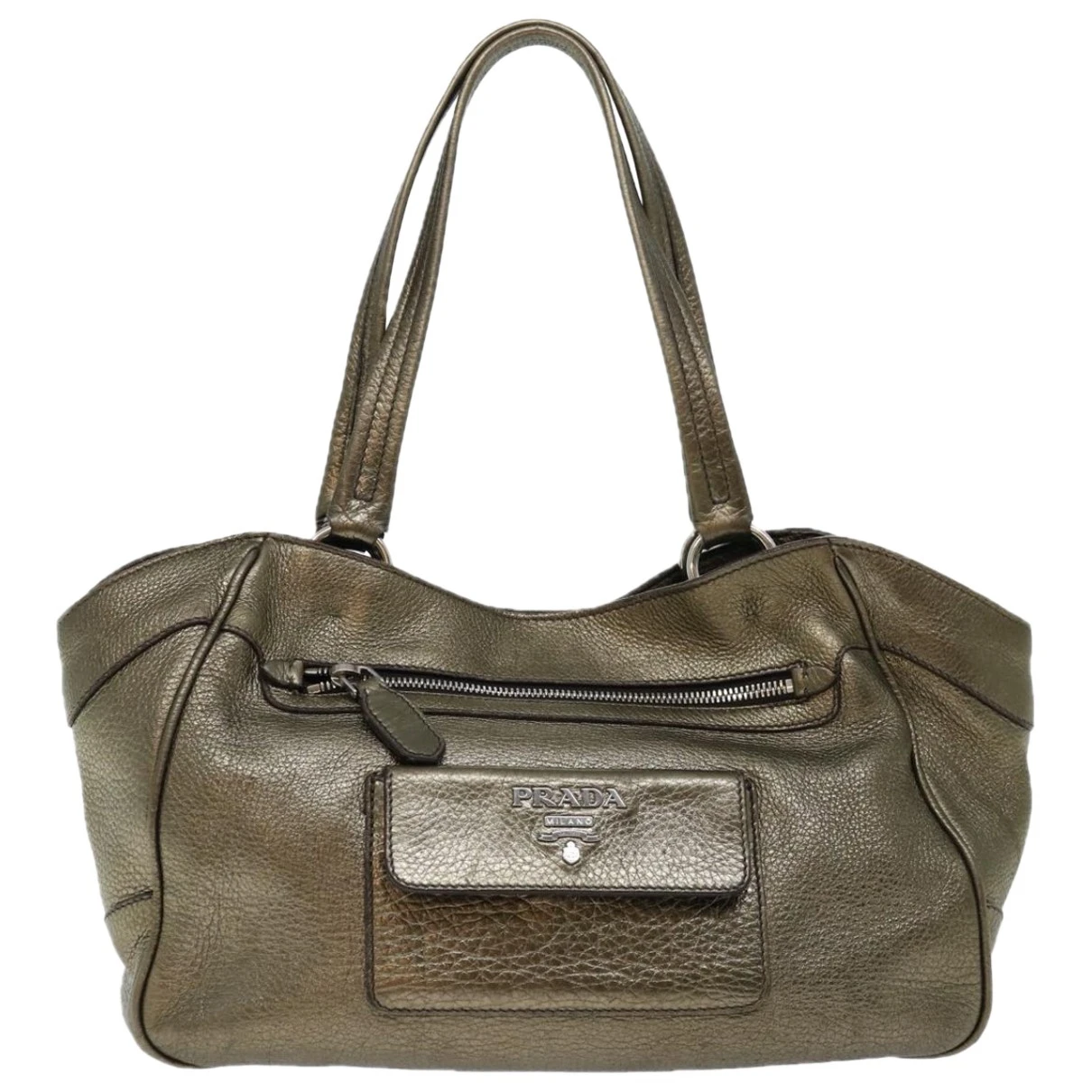 Pre-owned Prada Leather Handbag In Gold