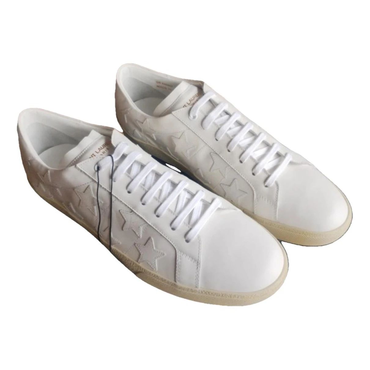 Pre-owned Saint Laurent Sl/06 Leather Low Trainers In White