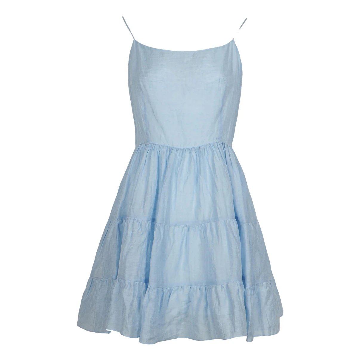 Pre-owned Sandro Spring Summer 2021 Linen Mini Dress In Blue