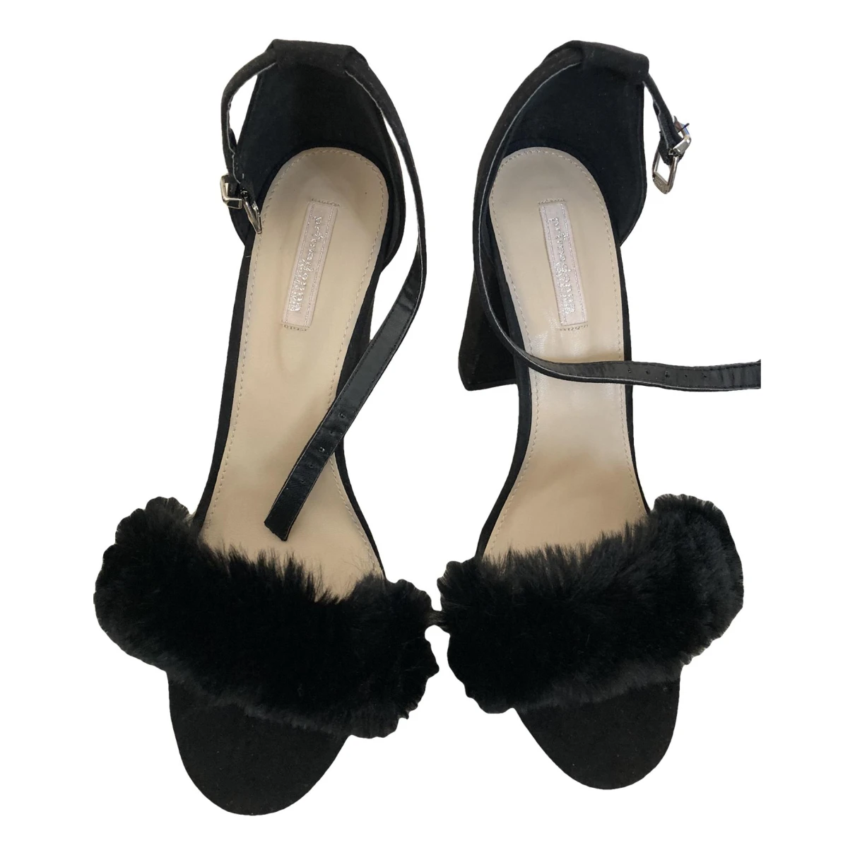 Pre-owned Prima Donna Faux Fur Sandals In Black